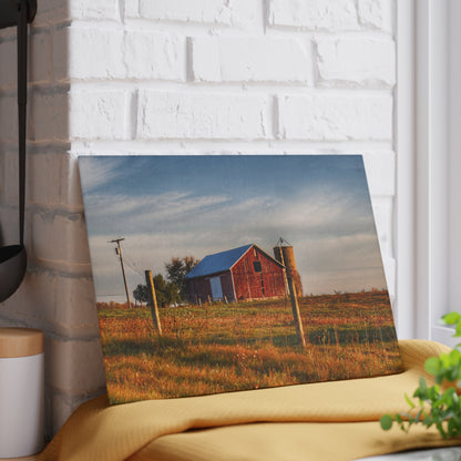 U R There Photography North Lake Pleasant Little Red II Rustic Farmhouse Tempered-Glass Cutting Board