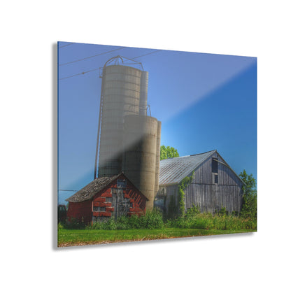 U R There Photography East Swaffer Grey and Little Red Rustic Farmhouse Acrylic Wall Print 14 "x 11"