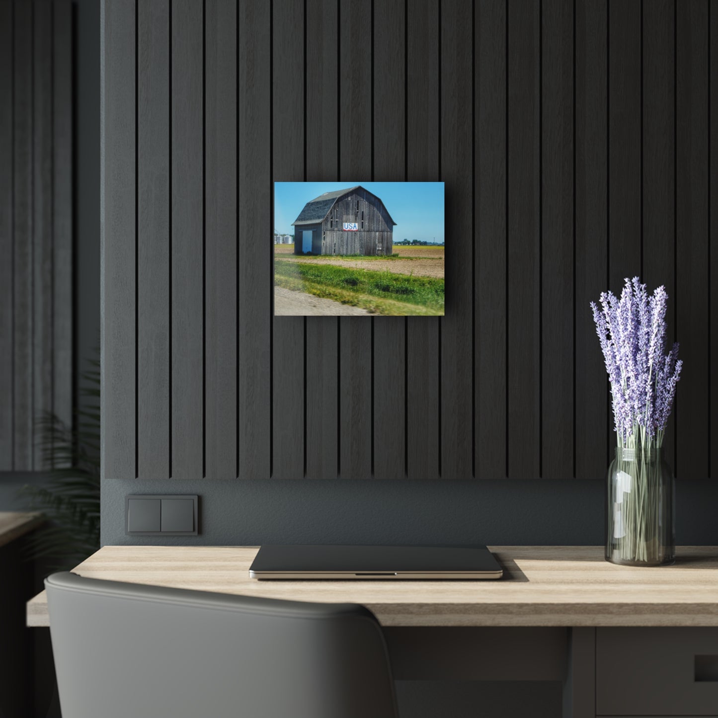 U R There Photography Unionville M-25 USA Grey Rustic Farmhouse Acrylic Wall Print