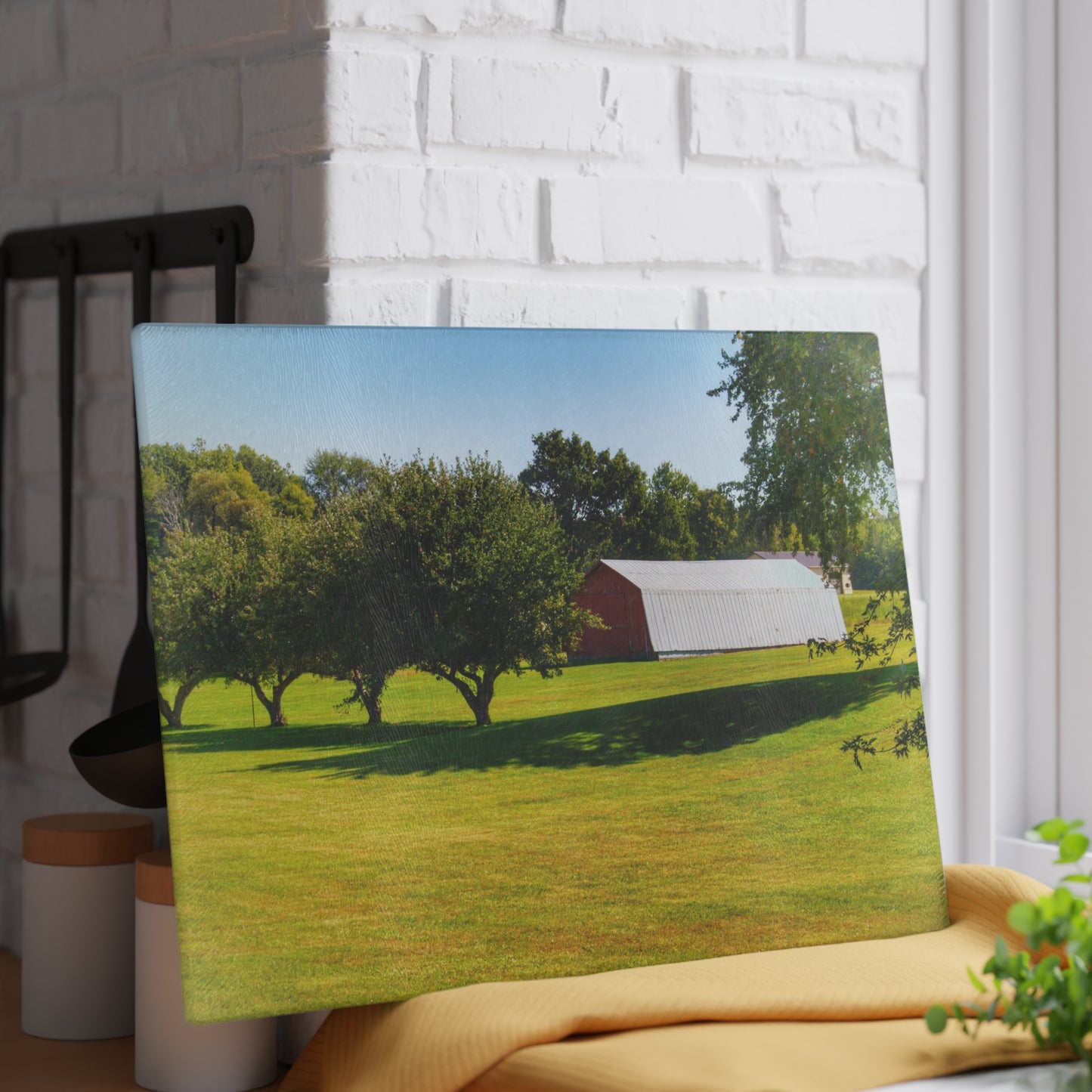 U R There Photography Lake Pleasant Road Hidden Quonset Rustic Farmhouse Tempered-Glass Cutting Board