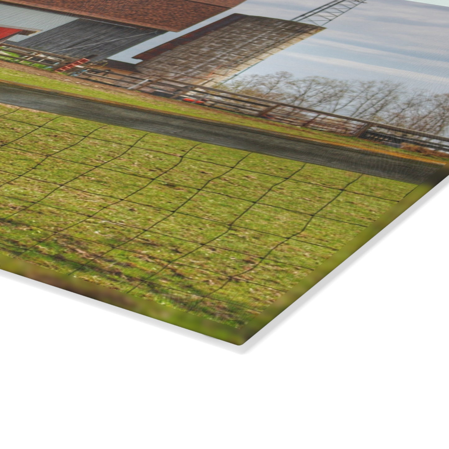 U R There Photography North Vassar Road Grey Rustic Farmhouse Tempered-Glass Cutting Board