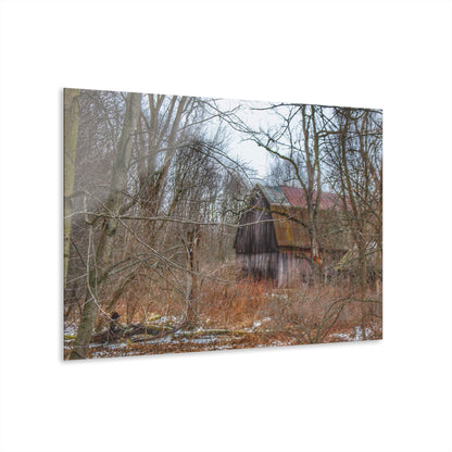U R There Photography West Barnes Lake Hidden Red Rustic Farmhouse Acrylic Wall Print