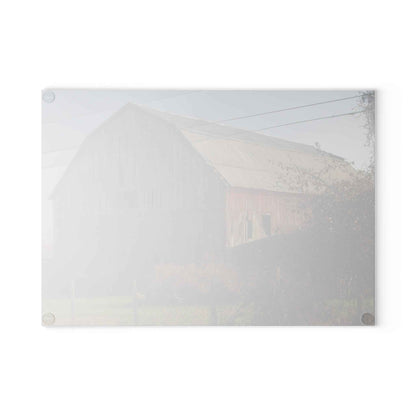 U R There Photography Dodge Road Red I Rustic Farmhouse Tempered-Glass Cutting Board