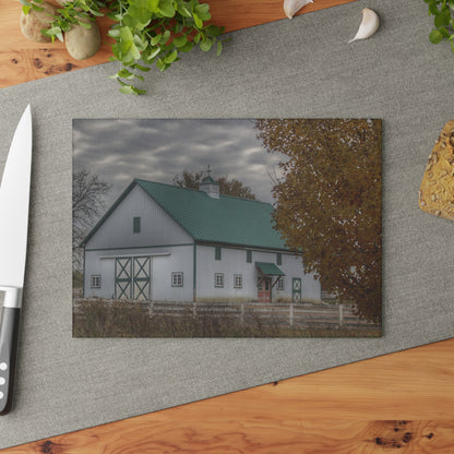 U R There Photography Millville White Rustic Farmhouse Tempered-Glass Cutting Board
