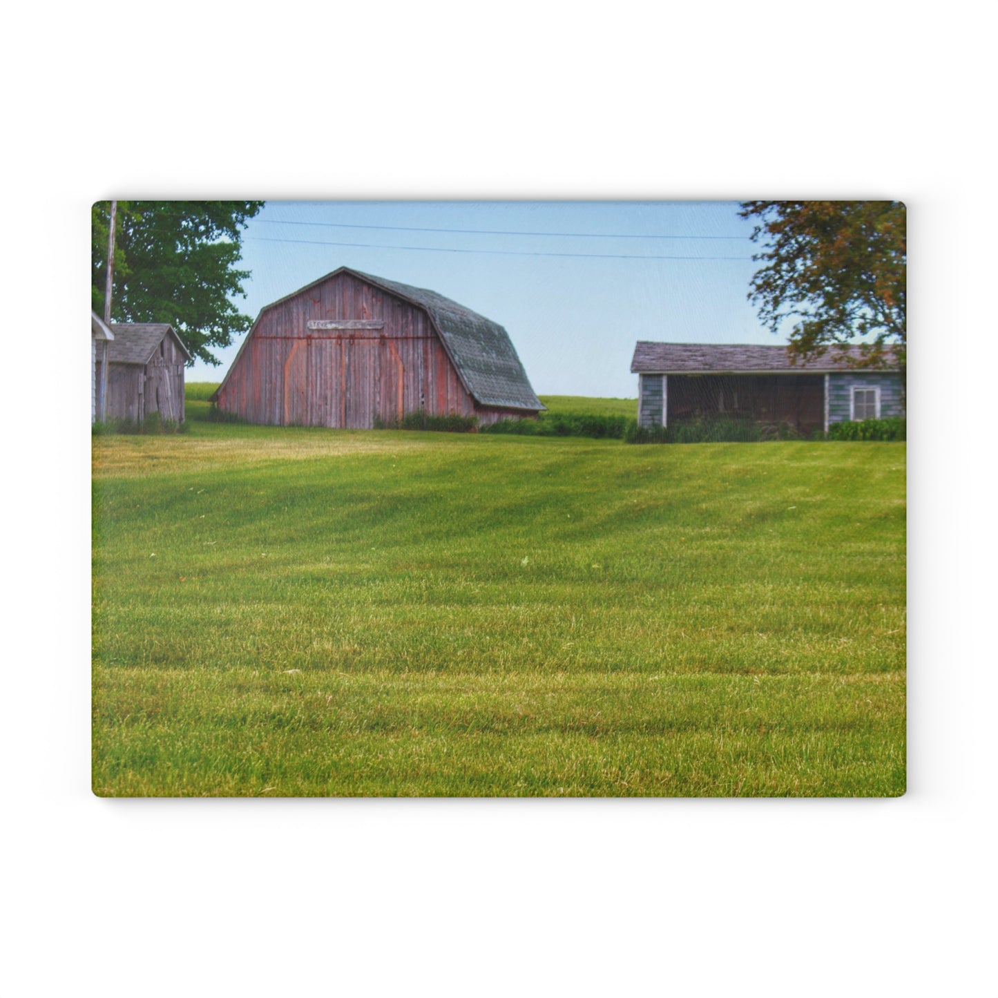 U R There Photography Cass City Elmwood Road Greys Rustic Farmhouse Tempered-Glass Cutting Board