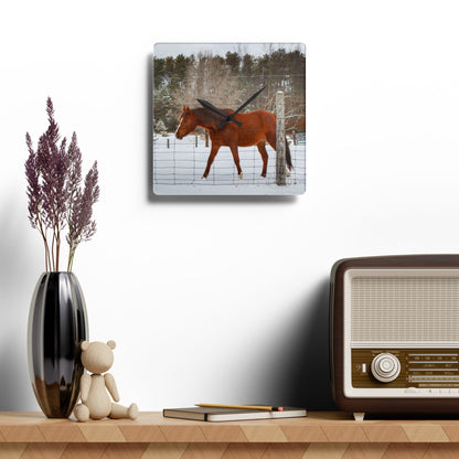 U R There Photography Roadside Chestnut Rustic Farmhouse Acrylic Analog Wall Clock