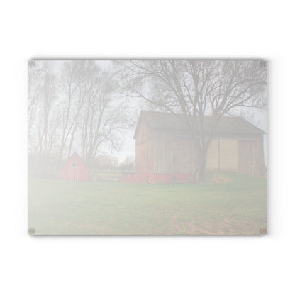 U R There Photography Lake George Red II Rustic Farmhouse Tempered-Glass Cutting Board