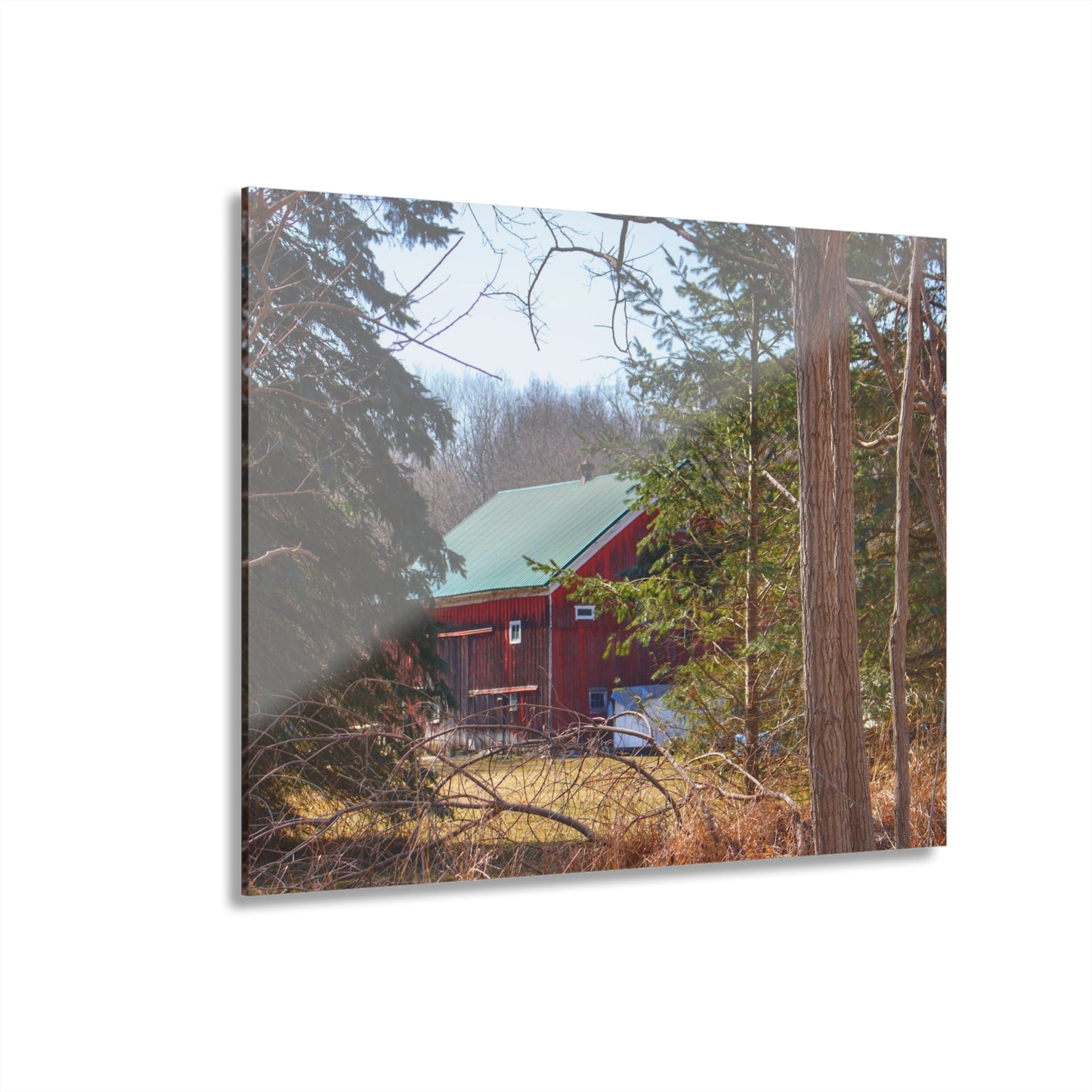 U R There Photography Bordman Road Hidden Red Rustic Farmhouse Acrylic Wall Print
