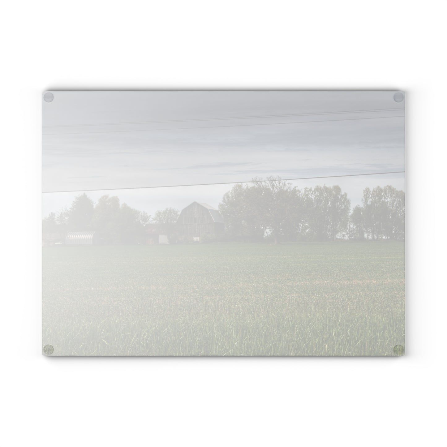 U R There Photography Old Grey Across the Field Rustic Farmhouse Tempered-Glass Cutting Board