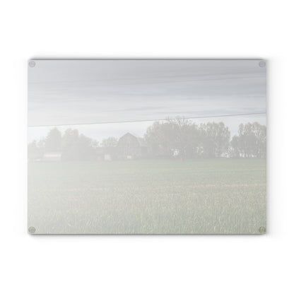 U R There Photography Old Grey Across the Field Rustic Farmhouse Tempered-Glass Cutting Board