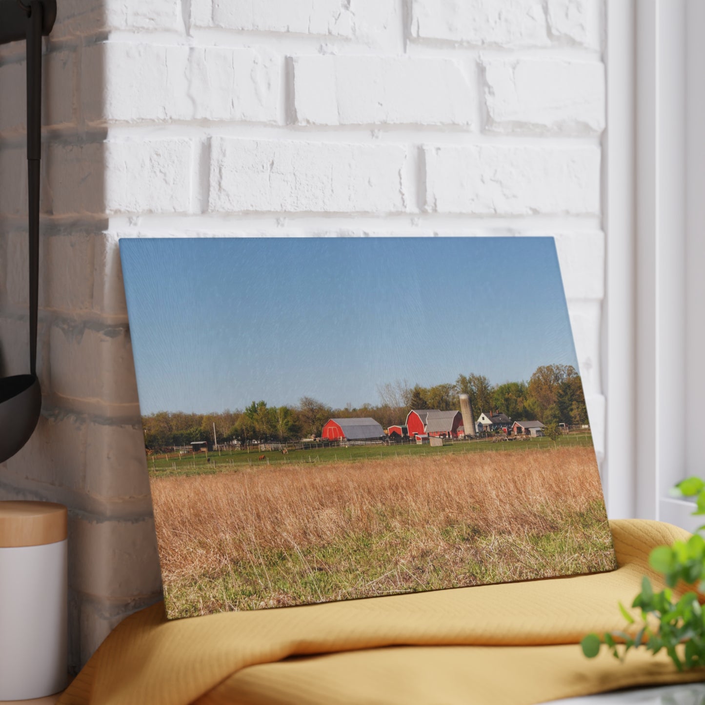 U R There Photography East Millington Road Farm Rustic Farmhouse Tempered-Glass Cutting Board