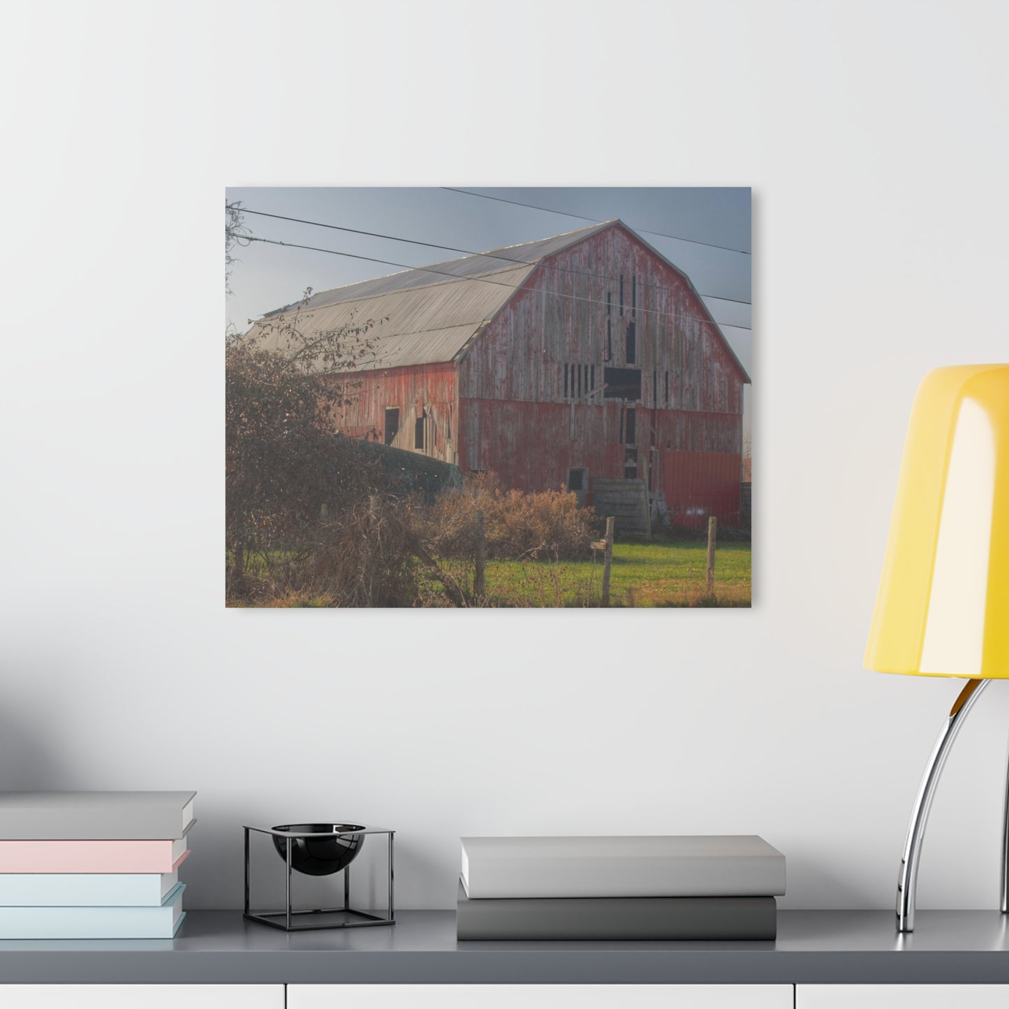 U R There Photography Dodge Road Red I Rustic Farmhouse Acrylic Wall Print