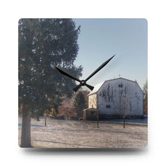 Washburn White Rustic Farmhouse Acrylic Analog Wall Clock 10.75'' × 10.75'' (Square)