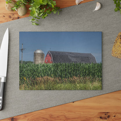 U R There Photography North Lake Pleasant Red Above the Corn Rustic Farmhouse Tempered-Glass Cutting Board
