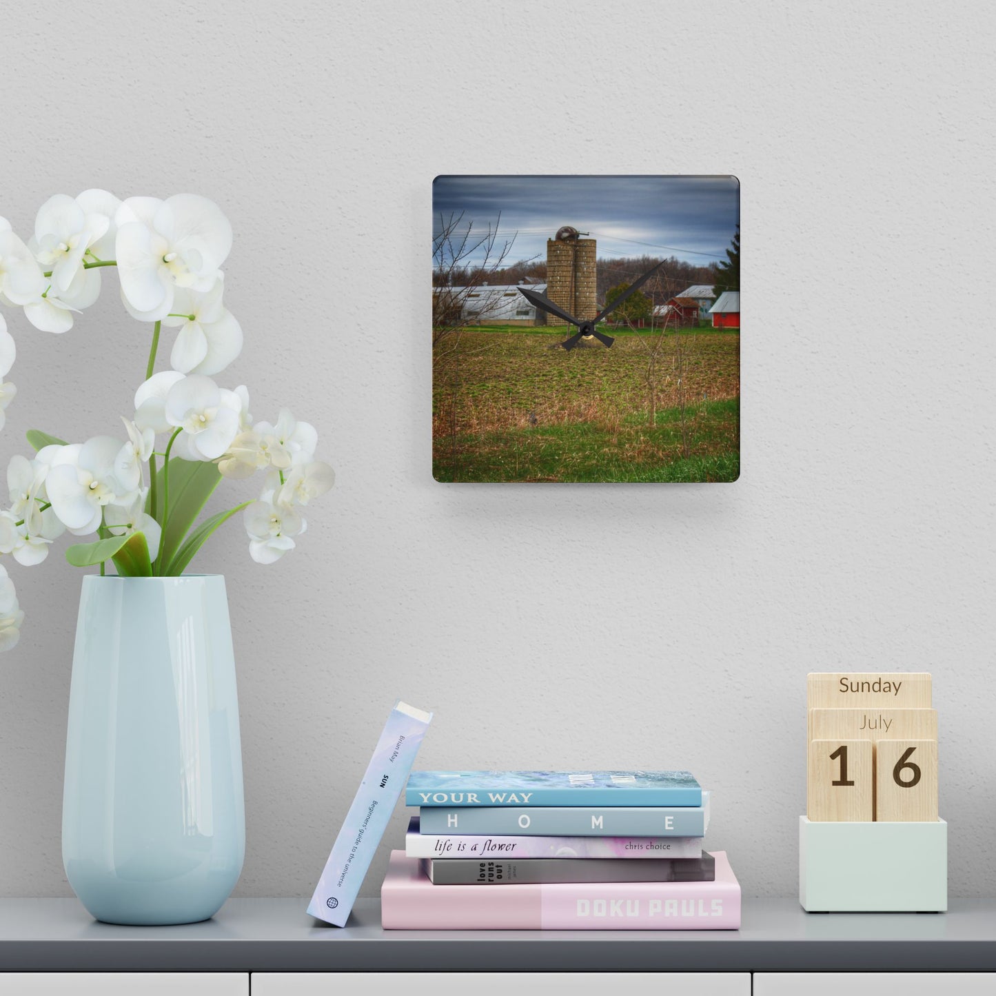 U R There Photography Fostoria Road Quonset Rustic Farmhouse Acrylic Analog Wall Clock