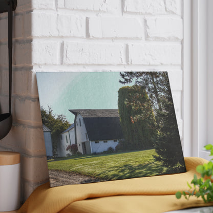 U R There Photography Five Lakes Road White Rustic Farmhouse Tempered-Glass Cutting Board