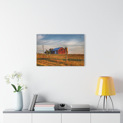 U R There Photography Lake Pleasant Road Little Red and Silo I Rustic Farmhouse Acrylic Wall Print