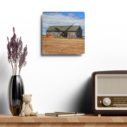 U R There Photography Rescue Road Grey Rustic Farmhouse Acrylic Analog Wall Clock