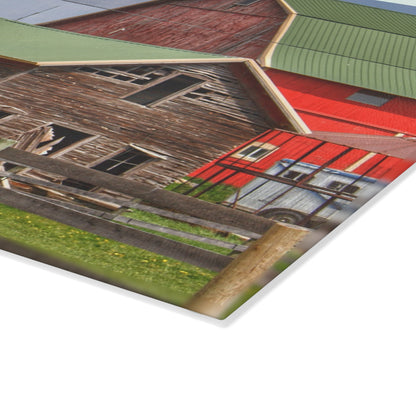 U R There Photography Oregon Road Tilted Little Grey Rustic Farmhouse Tempered-Glass Cutting Board