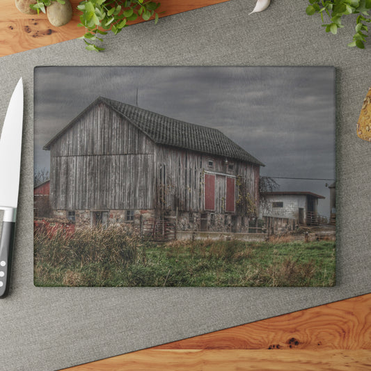 U R There Photography Swaffer Road Grey Rustic Farmhouse Tempered-Glass Cutting Board