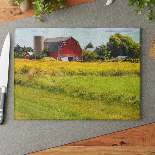 U R There Photography Starr Court Red I Rustic Farmhouse Tempered-Glass Cutting Board