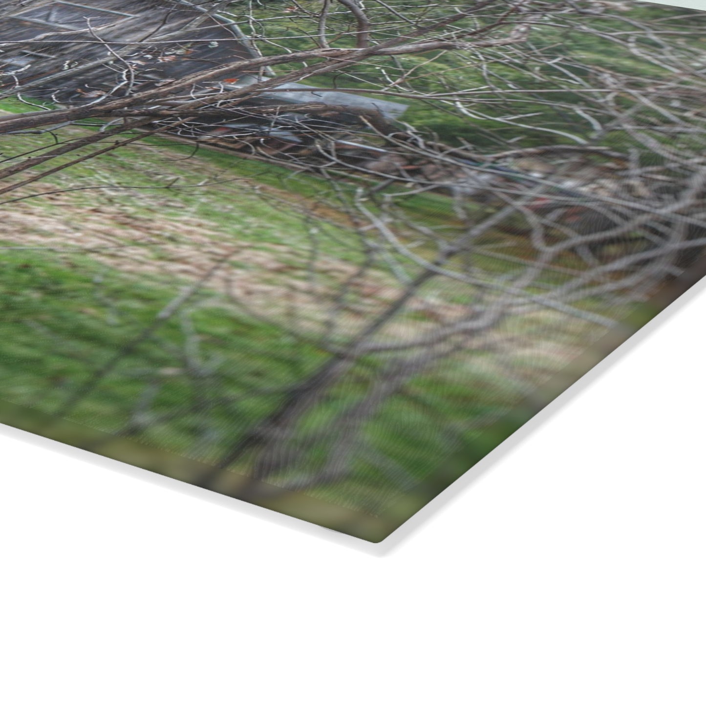 U R There Photography Hidden Capac Grey Rustic Farmhouse Tempered-Glass Cutting Board