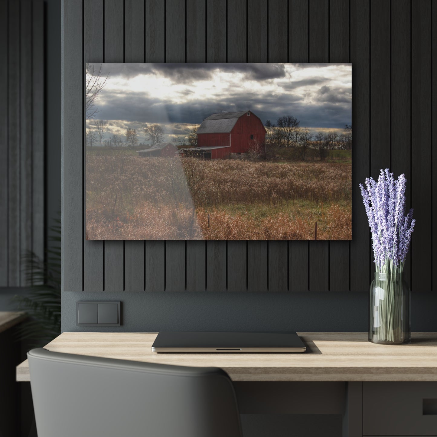 U R There Photography Booth Road Cow Barn II Rustic Farmhouse Acrylic Wall Print