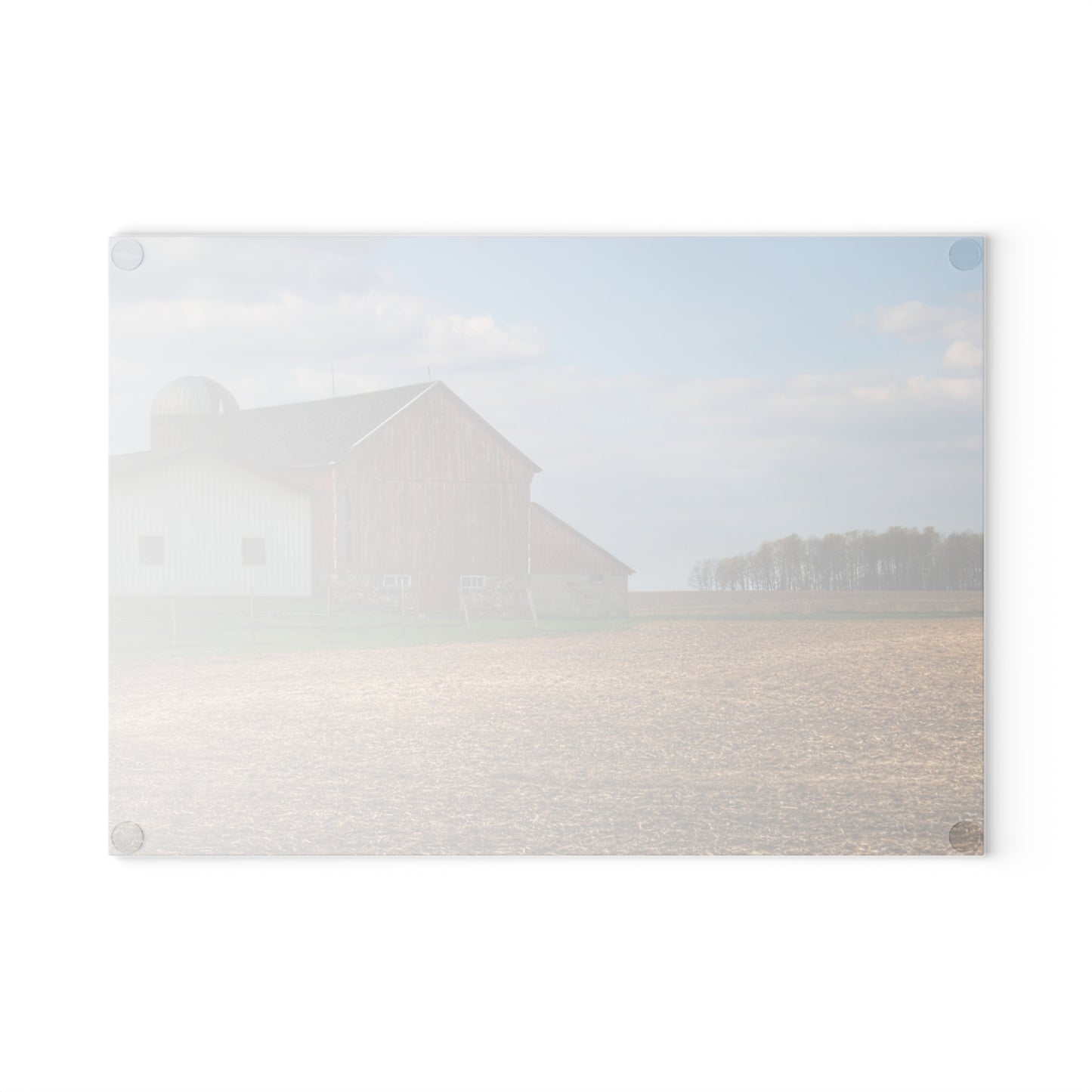 U R There Photography Cedar Creek Road Saltbox Red Rustic Farmhouse Tempered-Glass Cutting Board