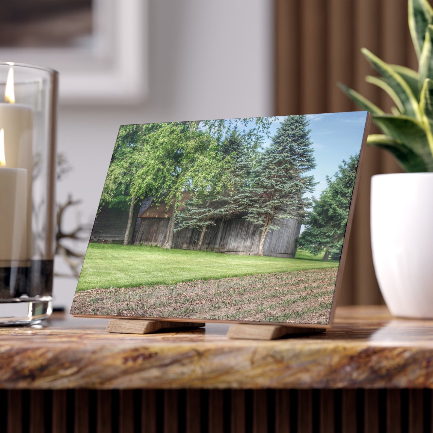 U R There Photography Barkley Road Greys II Rustic Farmhouse Decorative Ceramic Tile