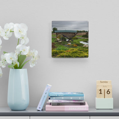 U R There Photography Bridge of Summer Road II Rustic Farmhouse Acrylic Analog Wall Clock