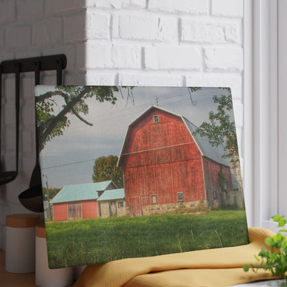 U R There Photography Crawford Road Red II Rustic Farmhouse Tempered-Glass Cutting Board
