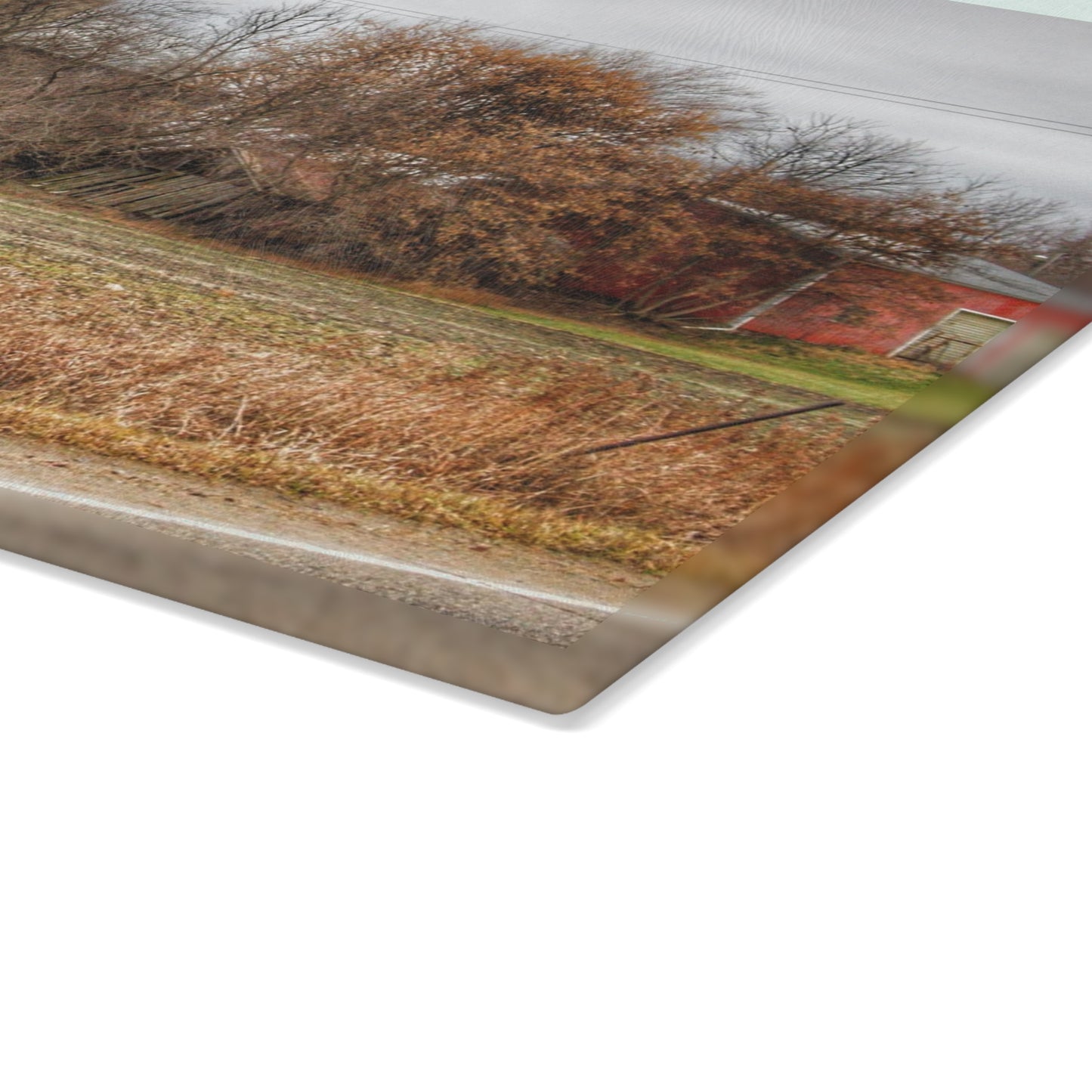 U R There Photography Burnside Road Grey II Rustic Farmhouse Tempered-Glass Cutting Board