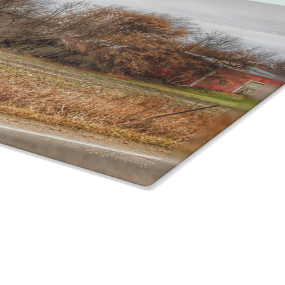 U R There Photography Burnside Road Grey II Rustic Farmhouse Tempered-Glass Cutting Board