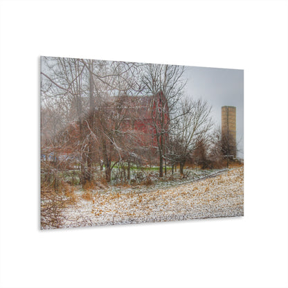 U R There Photography Hough Road Hidden Winter Red II Rustic Farmhouse Acrylic Wall Print