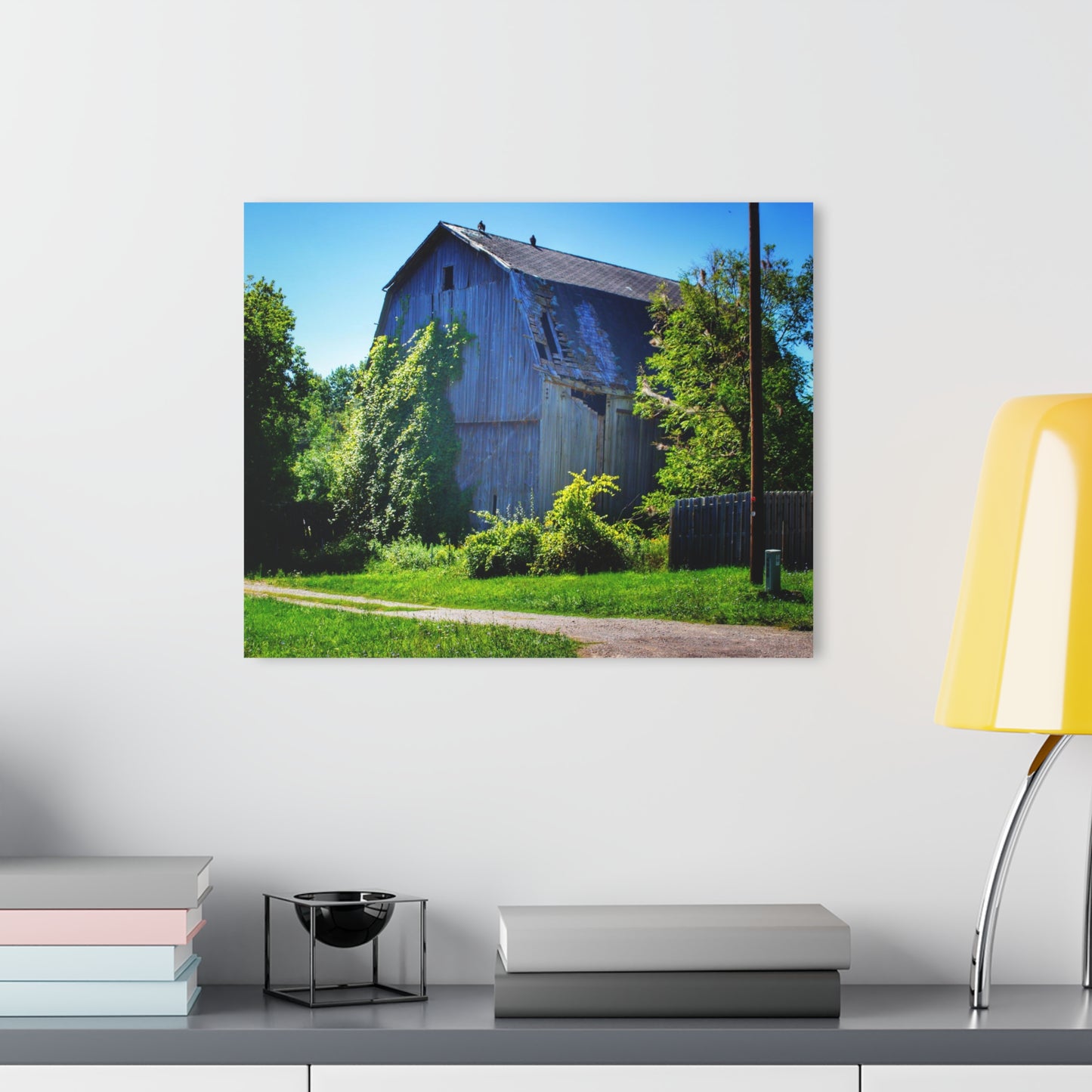 U R There Photography Dryden Road Grey Rustic Farmhouse Acrylic Wall Print