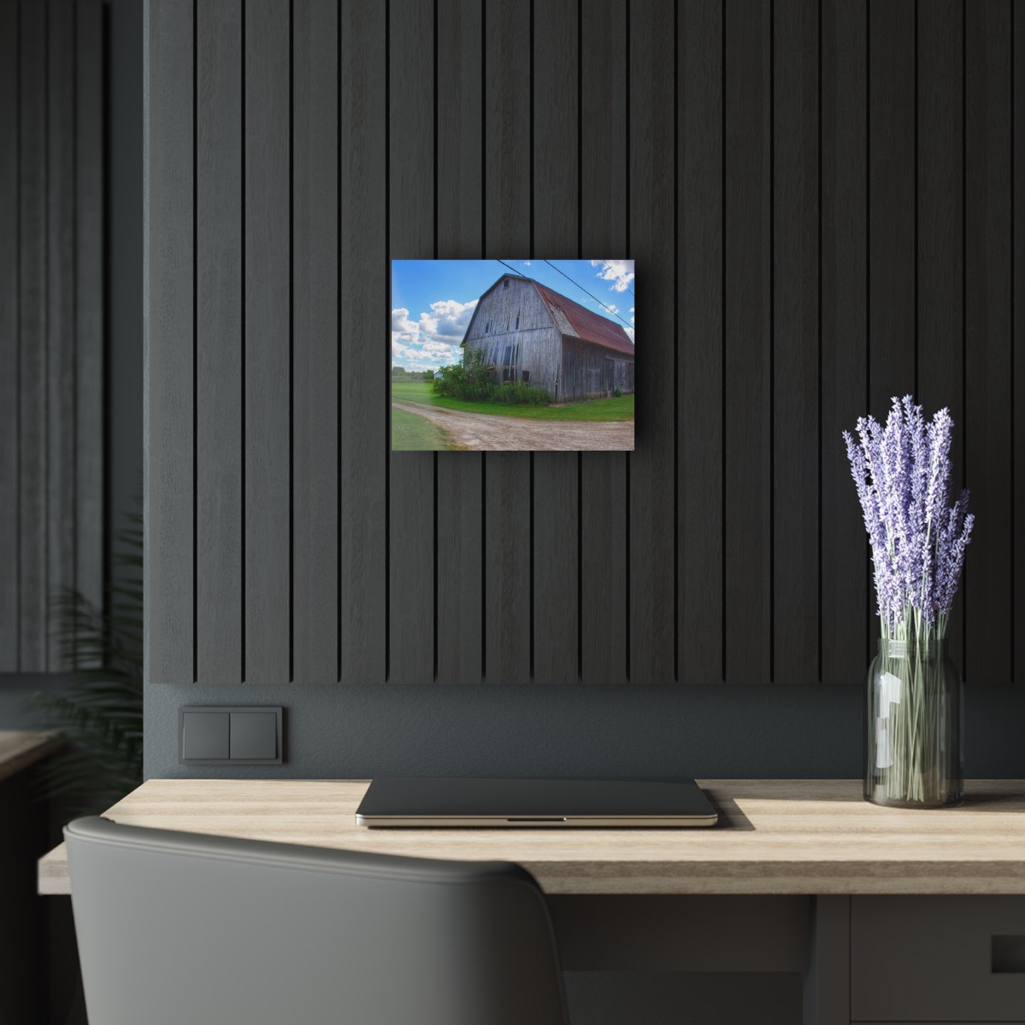 U R There Photography Schoenherr Road Grey I Rustic Farmhouse Acrylic Wall Print