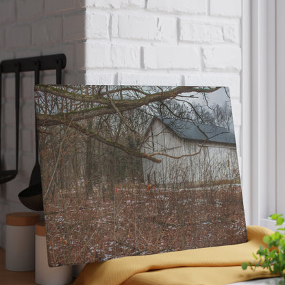 U R There Photography Norway Lake Road Hidden White Rustic Farmhouse Tempered-Glass Cutting Board