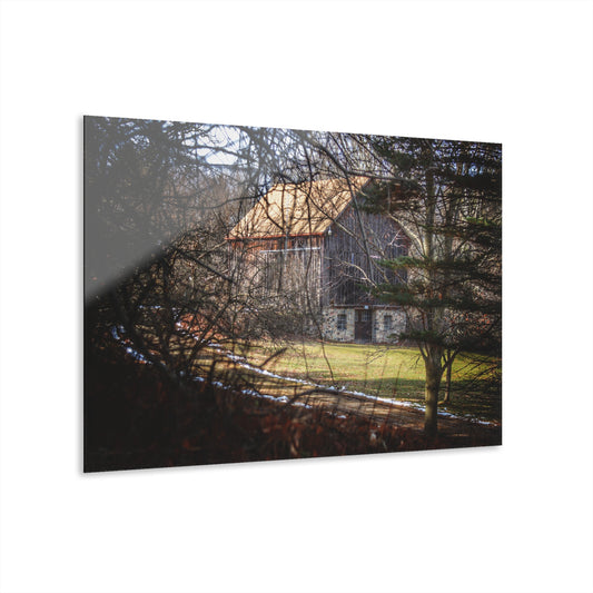 U R There Photography Newark Road Hidden Fieldstone Grey Rustic Farmhouse Acrylic Wall Print