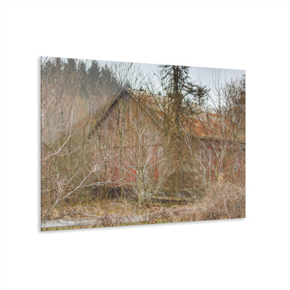 U R There Photography Klam Road Hidden Gable Red Rustic Farmhouse Acrylic Wall Print