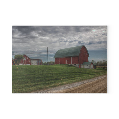 U R There Photography Elmwood Road Reds Rustic Farmhouse Tempered-Glass Cutting Board