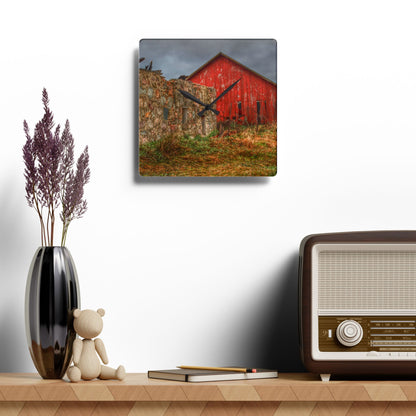 U R There Photography Stanley Road Ruins Rustic Farmhouse Acrylic Analog Wall Clock