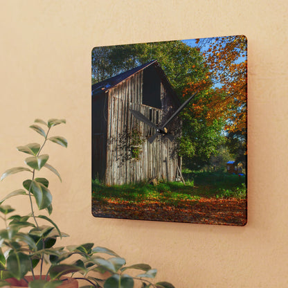 U R There Photography Shoemaker Road Hidden Grey Rustic Farmhouse Acrylic Analog Wall Clock