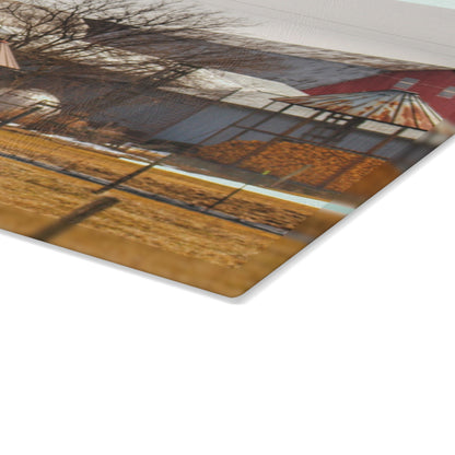 U R There Photography Hidden Red Rustic Farmhouse Tempered-Glass Cutting Board