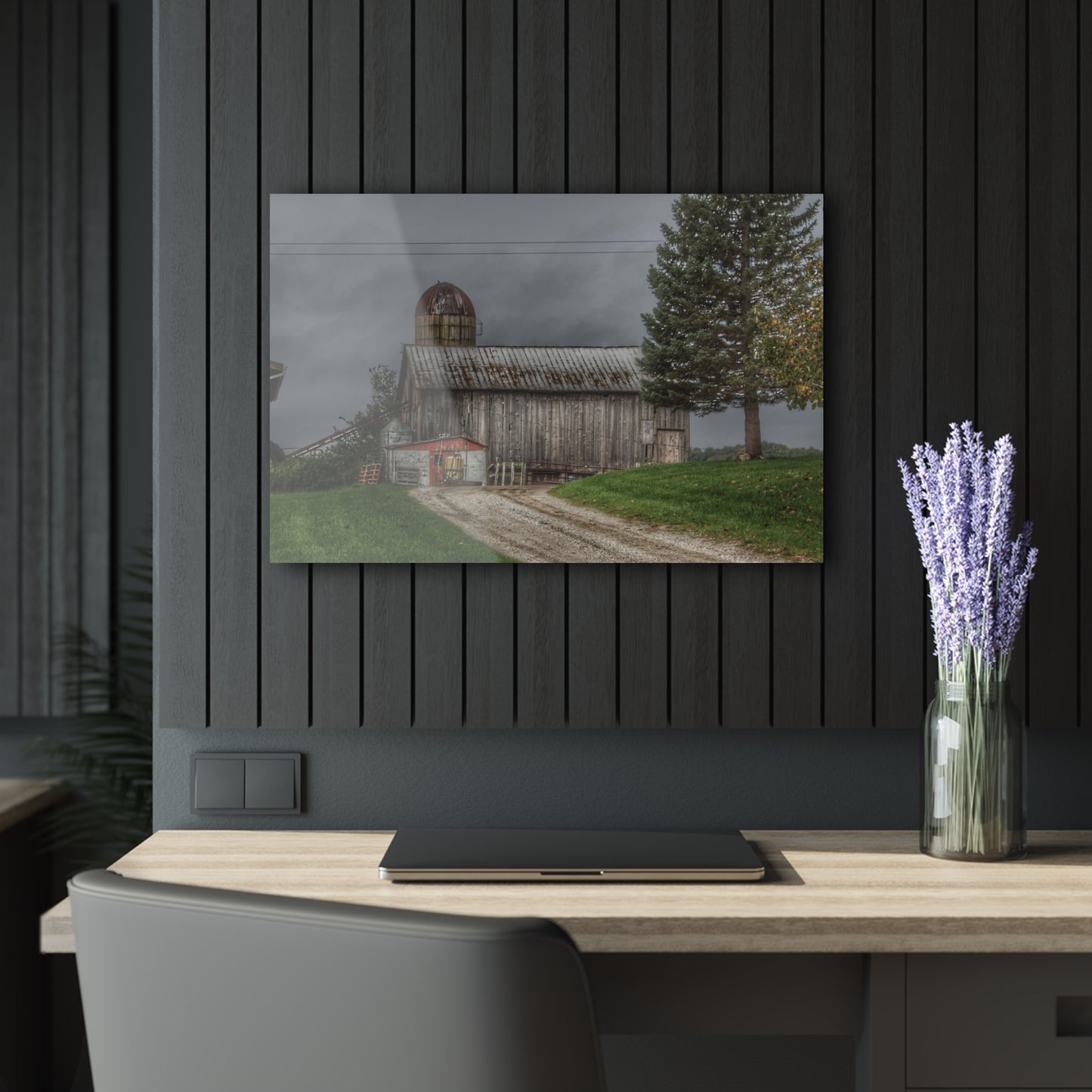 U R There Photography North Lake Road Grey Rustic Farmhouse Acrylic Wall Print