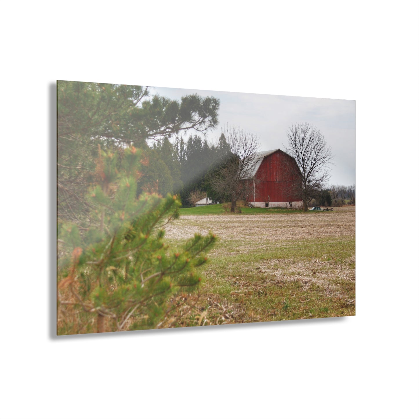 U R There Photography Hidden Millington Road Red Rustic Farmhouse Acrylic Wall Print