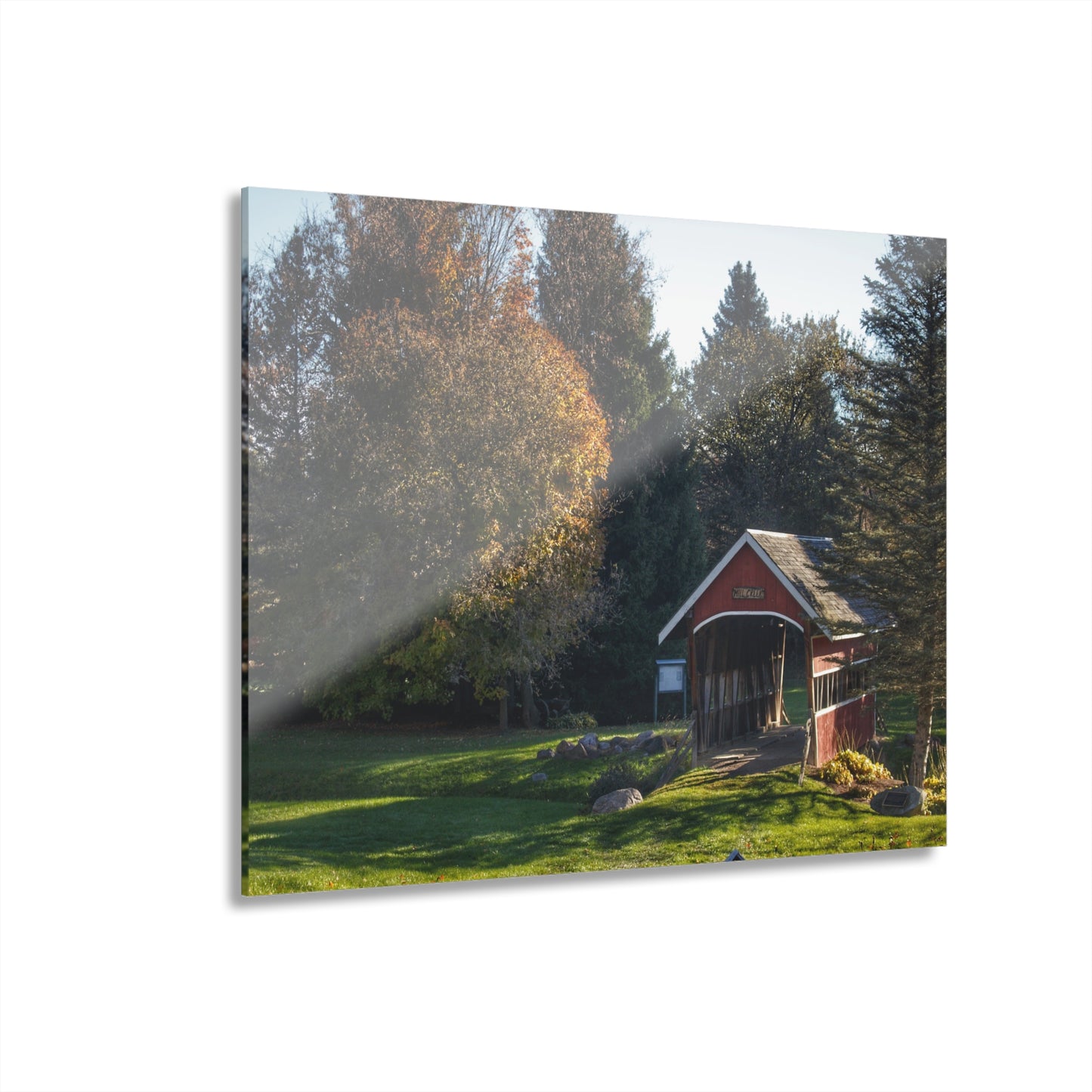 U R There Photography Hadley Covered Bridge II Rustic Farmhouse Acrylic Wall Print