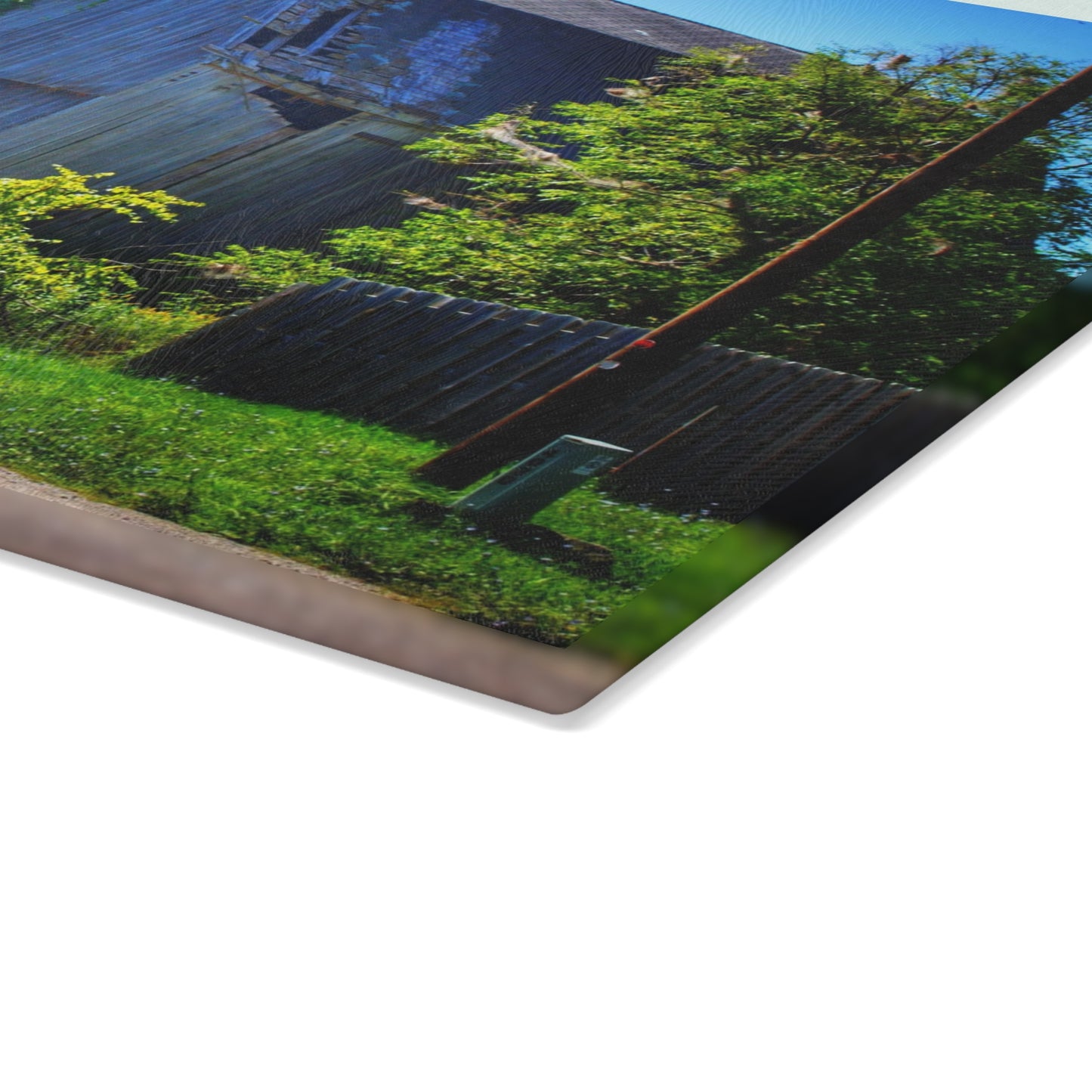 U R There Photography Dryden Road Grey Rustic Farmhouse Tempered-Glass Cutting Board