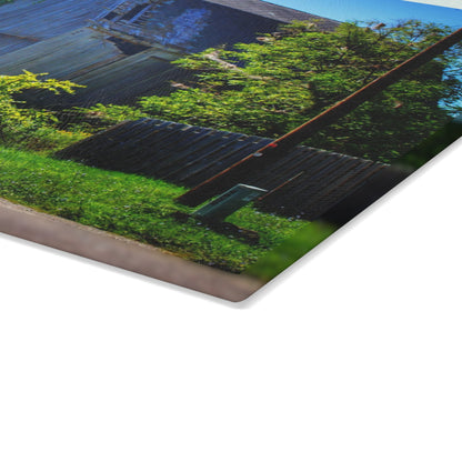 U R There Photography Dryden Road Grey Rustic Farmhouse Tempered-Glass Cutting Board