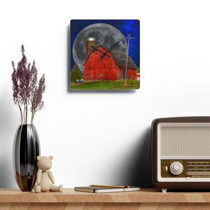 Rustic Farmhouse Wall Clock featuring Moon Over Hollenbeck