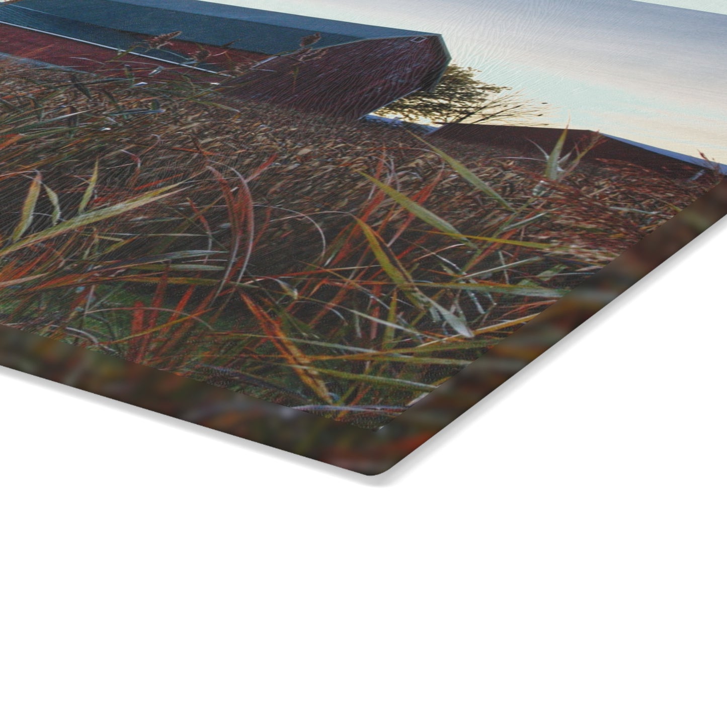 U R There Photography Haines Road Hidden Reds Rustic Farmhouse Tempered-Glass Cutting Board